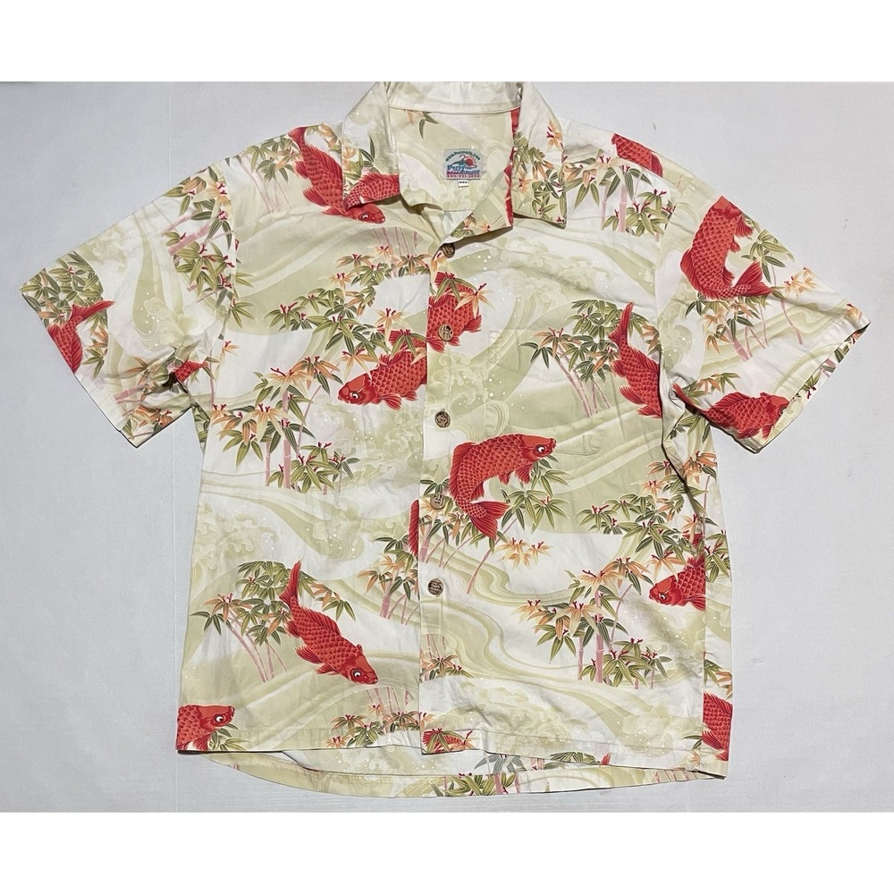 Vintage Paradise On A Hanger Men Hawaiian Shirt 2XL Tropical Koi Fish AOP USA